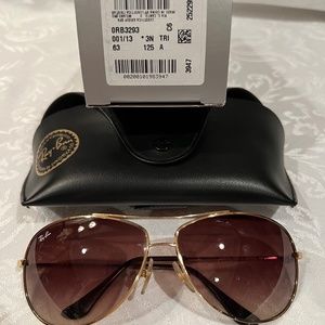 Ray-Ban Metal Aviator Sunglasses Gold/Brown RB 3293 001/13 63-13-125